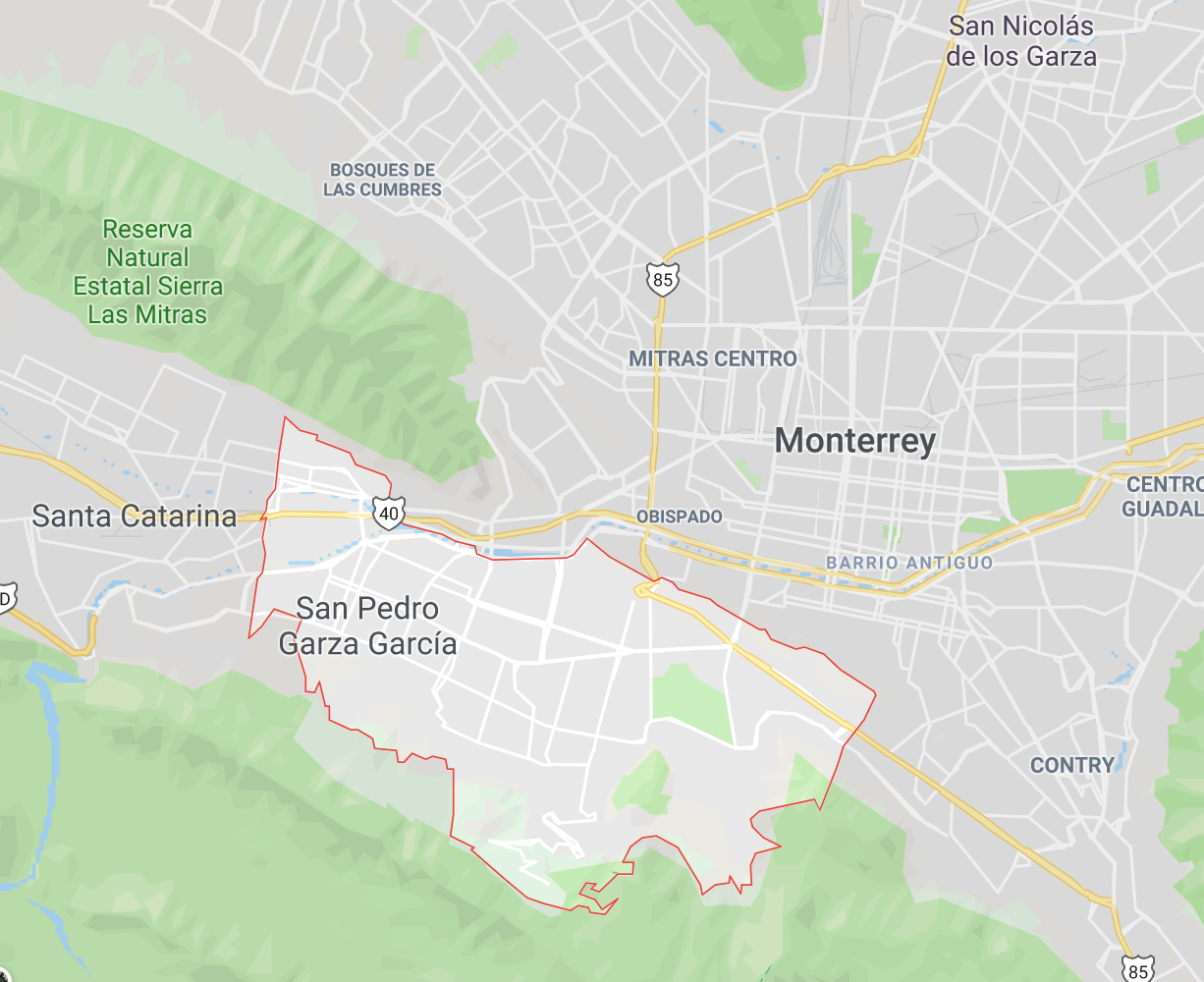 Map of San Pedro Garza Garcia, Nuevo Leon