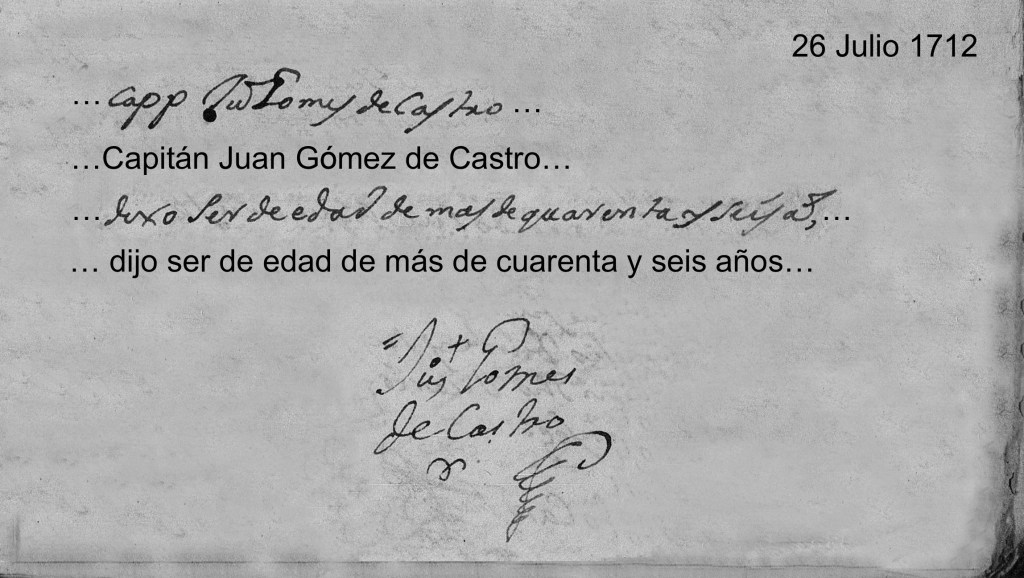 Juan Gomez de Castro in 1712 Marriage Dispensation of Joseph de la Garza and Isabel Salinas